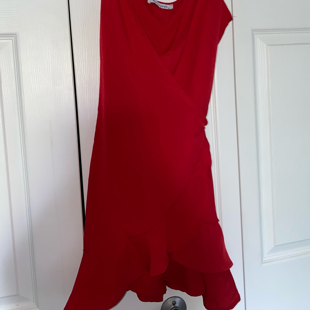 Red wrap-around dress